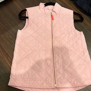 Light pink classy kids girls J crew vest with gold zipper and pockets